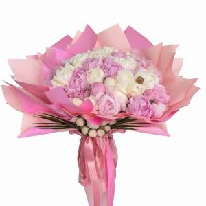 51'li Pembe Beyaz Şakayık Buketi