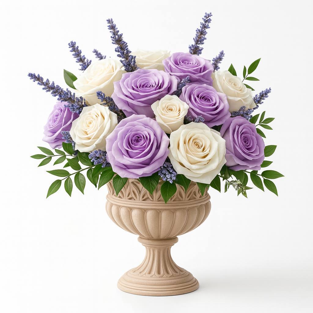 Vazoda Mor Beyaz Güller