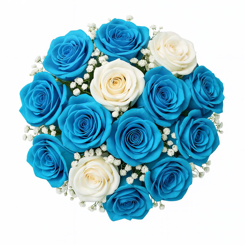 Mavi Beyaz Güller Buketi - Görsel 2