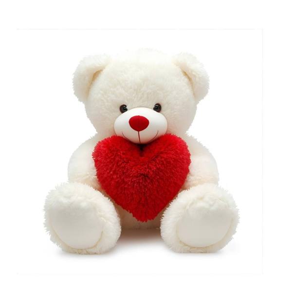 Beyaz Büyük Ayıcık Kalpli (120cm)