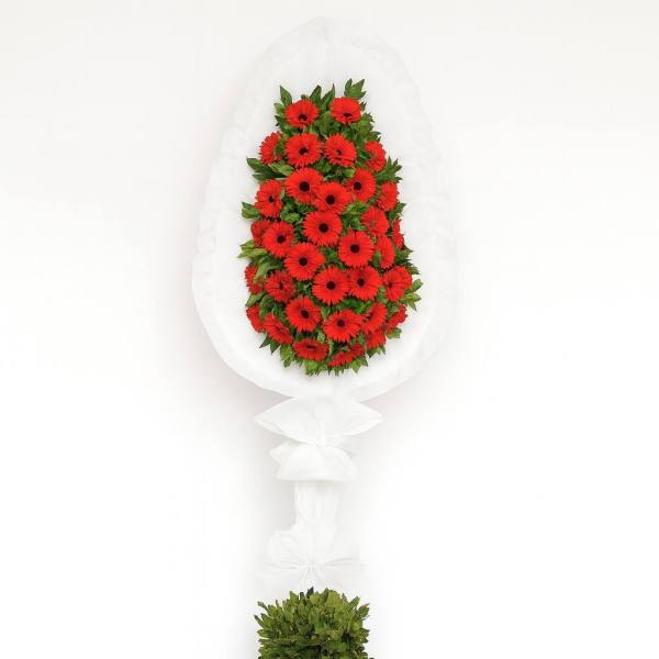 Tek Kat Kırmızı Gerbera Çelenk